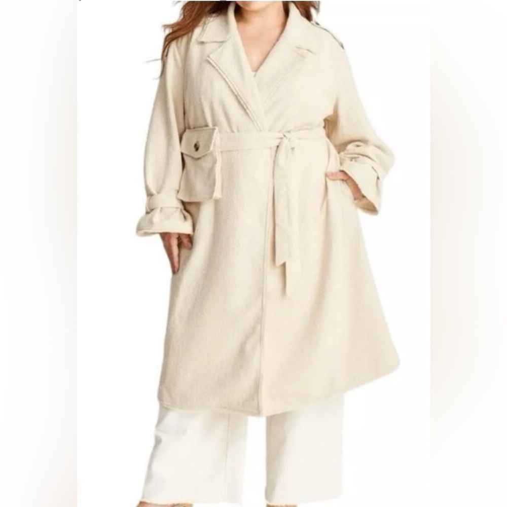 Future Collective NWT Cream Medium Trench Coat